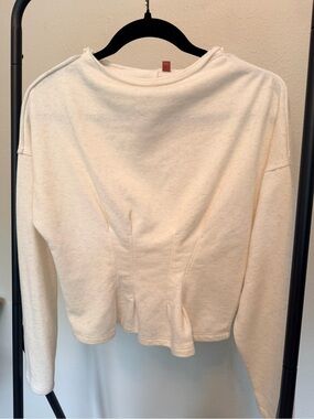 Anthropologie Cream Long-Sleeve Sweatshirt